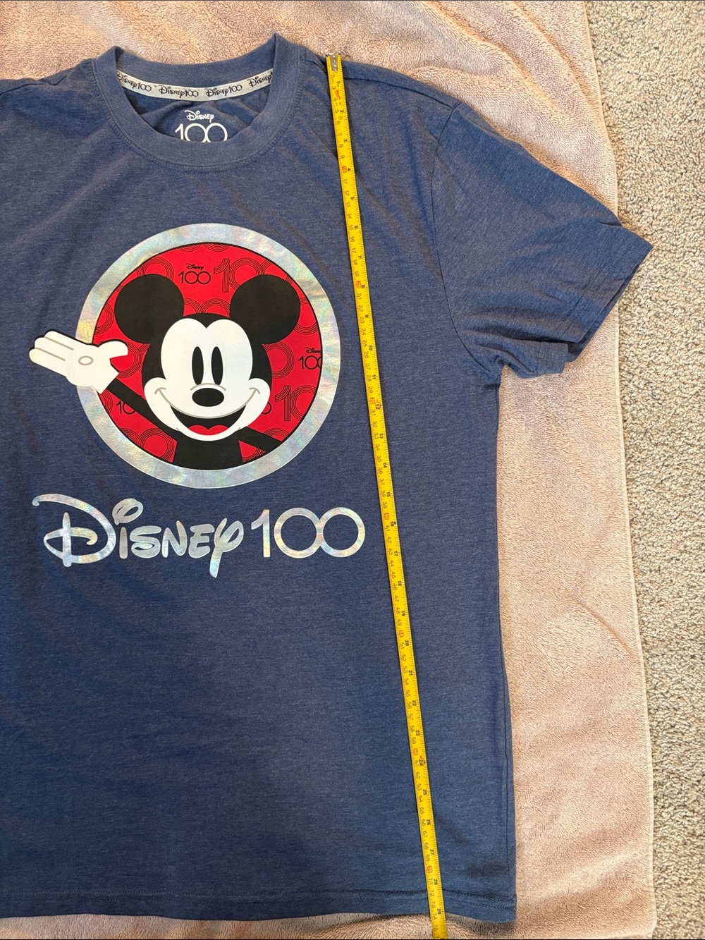 Disney Navy Blue Mickey 100 Anniversary Graphic Tee - Size M - Picture 6 of 8